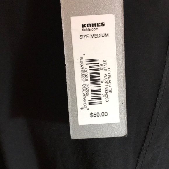 NWT Apt. 9 Little Black Tie Faux Wrap Dress - Picture 5 of 8